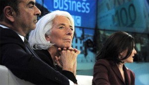 A panel including IMF Managing Director Christine Lagarde and Facebook COO Sheryl Sandberg talk business at the WEF AGM in Davos. Female delegates at Davos made up just 15 percent of those attending